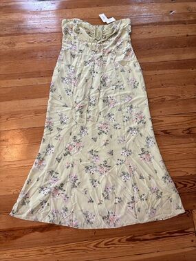 Abercrombie & Fitch Large L Women’s Green Floral Sleeveless Midi Dress New Halte